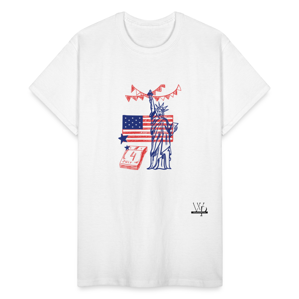 Independence Day Unisex Tshirt- Statue of Liberty - white