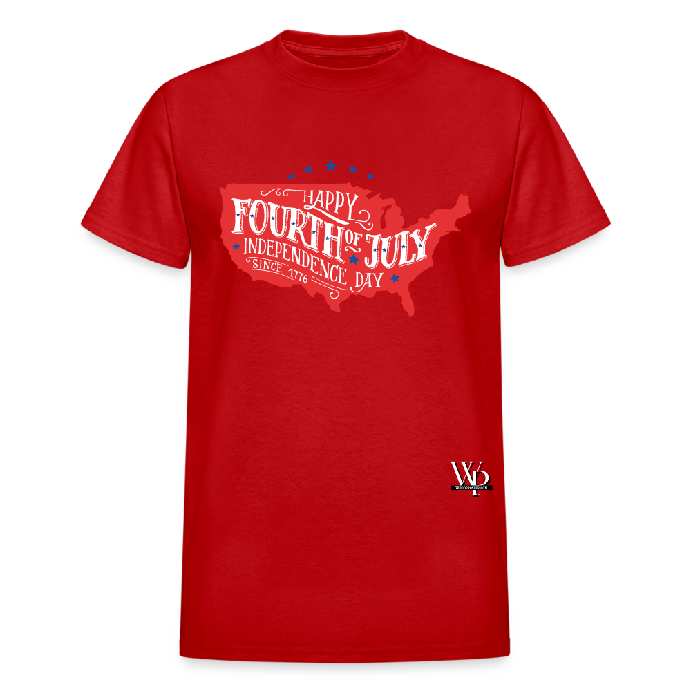4th of July Map Unisex Tshirt - red