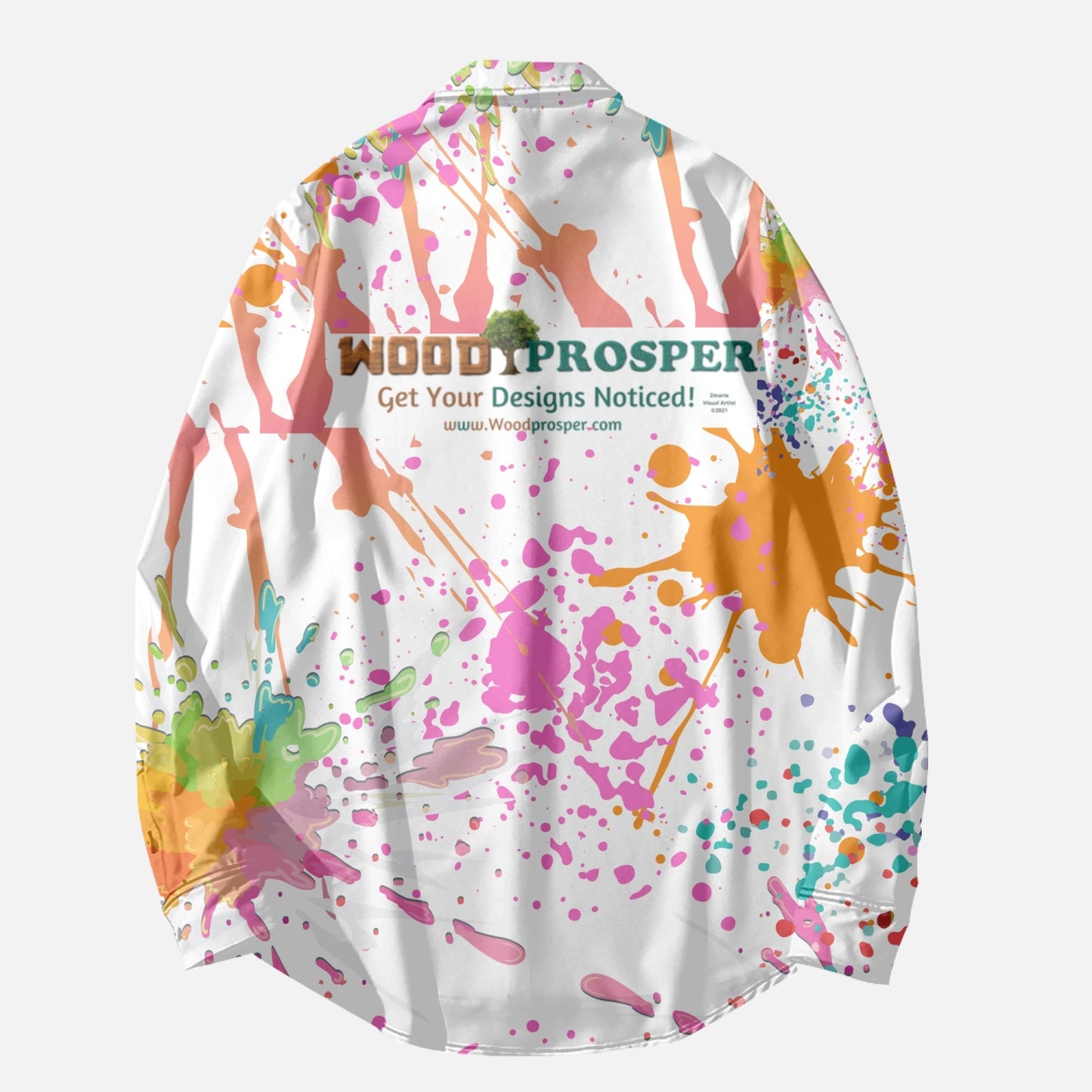 Wood Prosper AOP Paint Splatter Long Sleeve Shirt (White)