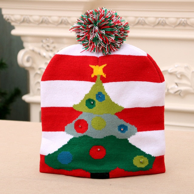 Knitted LED Christmas Beanie Party Cap