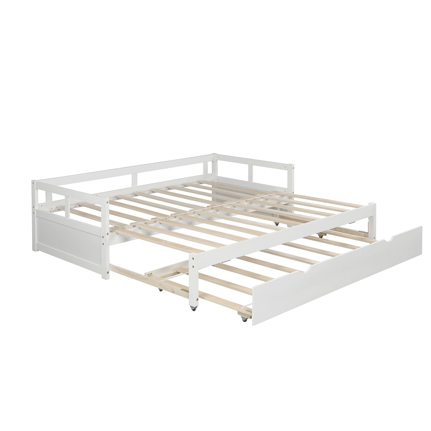 Extending Daybed with Trundle,Wooden Daybed with Trundle, White