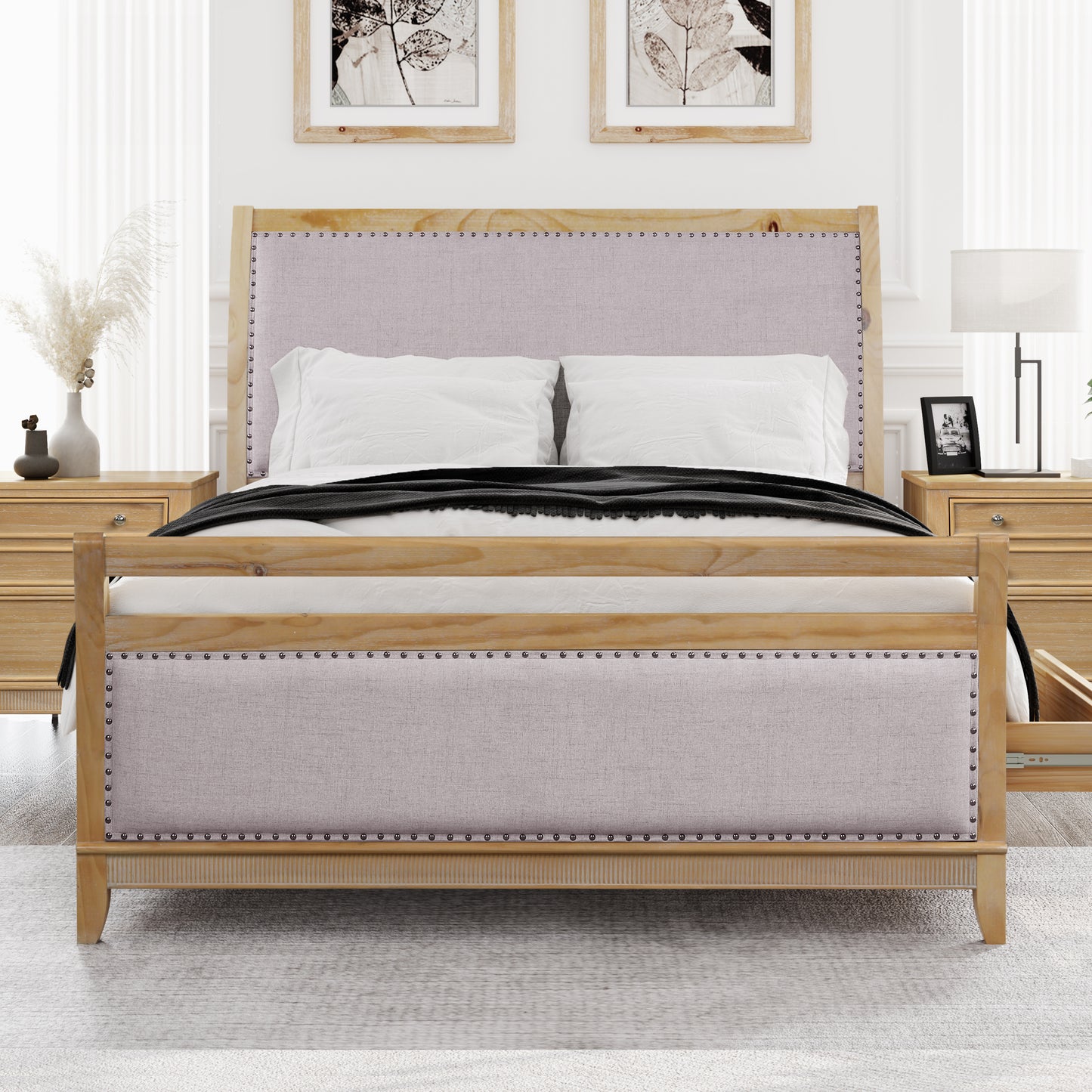 Hazel Upholstered and Wood Storage King Bed with 4 drawers