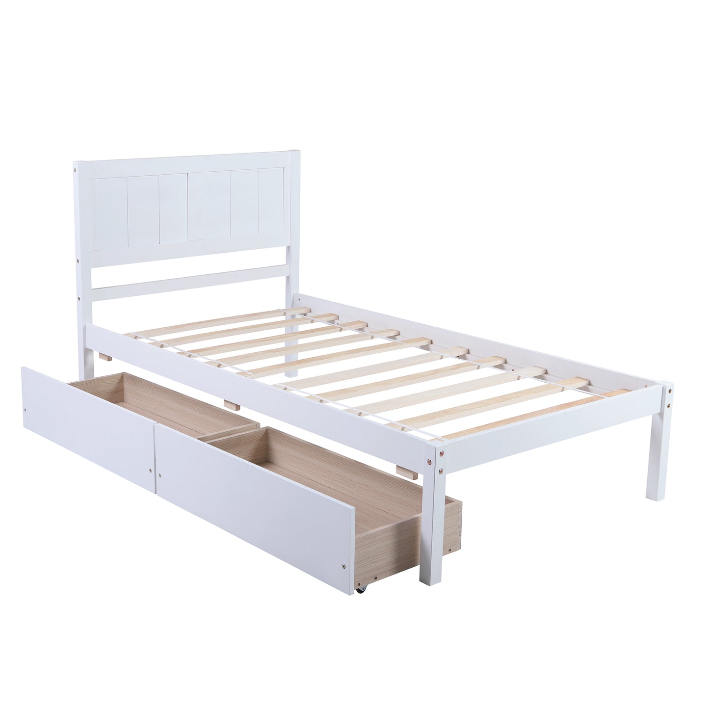 Twin size Platform Bed Wood Platform Bed with Two Drawers