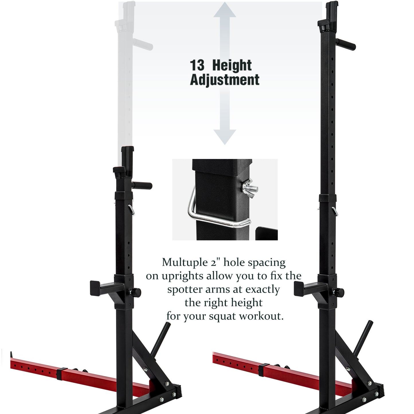 Adjustable Barbell Rack Max Load 550LBS Multi-Function Dipping Station Squat Stand Home Gym Fitness Weight Bench Press Stand