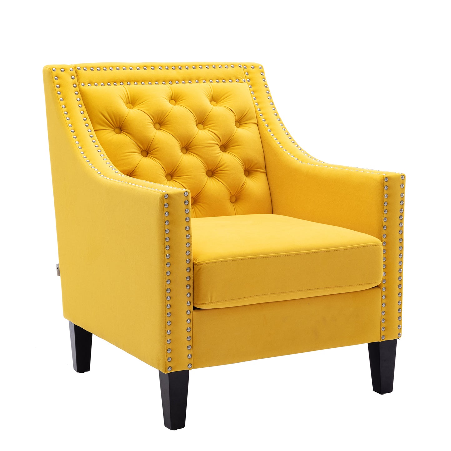 accent armchair living room chair  with nailheads and solid wood legs