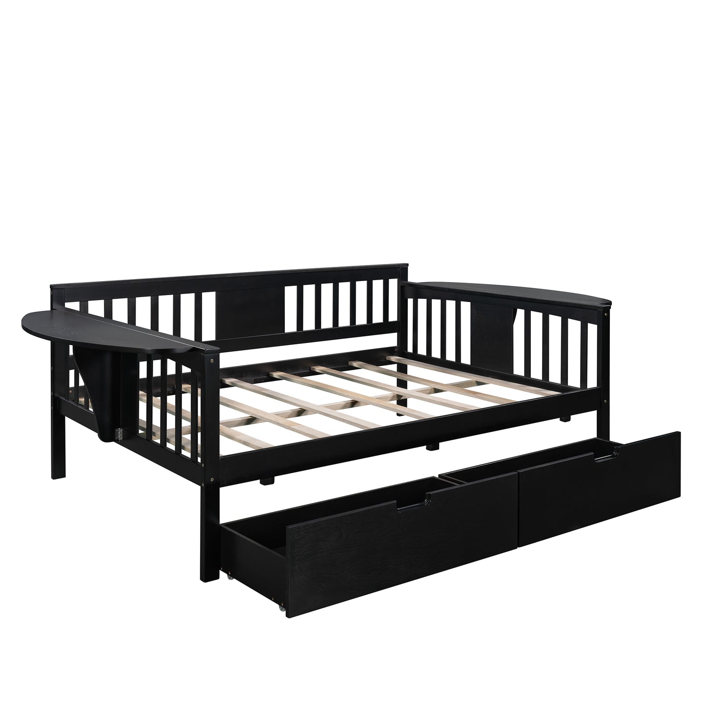 Full size Daybed with Two Drawers, Wood Slat Support, Espresso