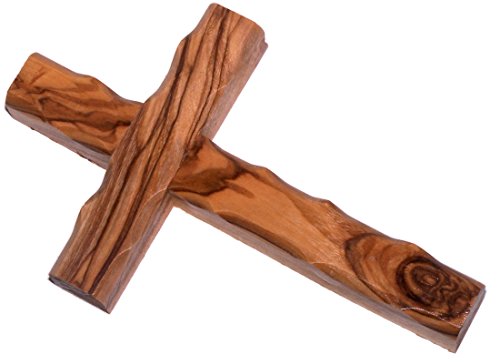 Holy Land Market Olive Wood Cross from Bethlehem with a Certificate and Lord Prayer Card (8 Inches)