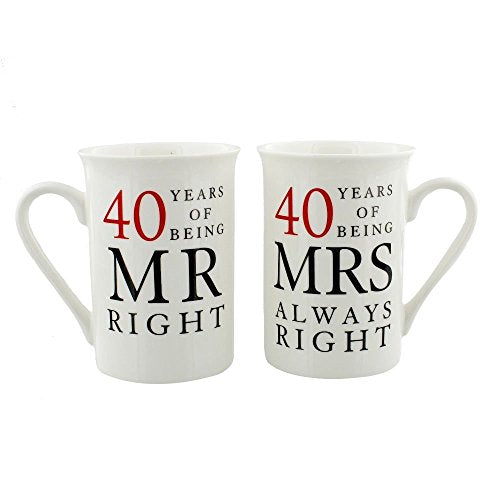 40th Anniversary Mr Right & Mrs Always Right Mug Gift Set
