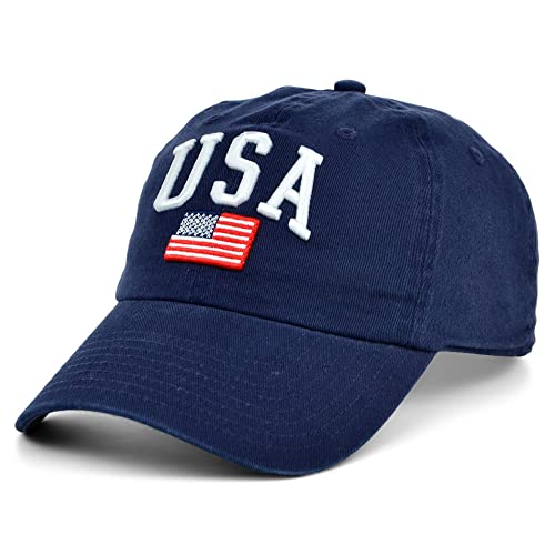 Lids USA and Flag Americana Adjustable Strapback Dad Hat Navy