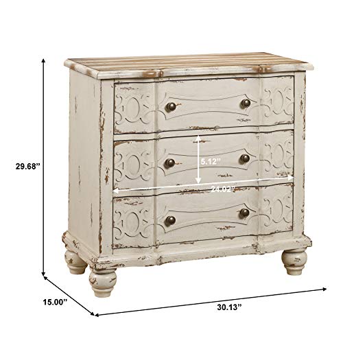 3 Drawer Accent Storage Chest in Weathered Cream Color