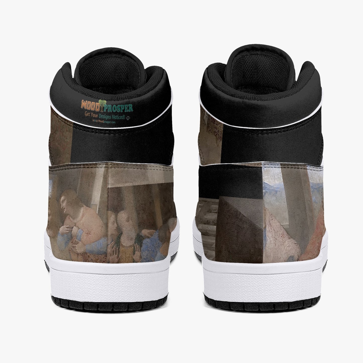 209. Custom Designed The Last Supper High-Top Leather Sneakers - White / Black