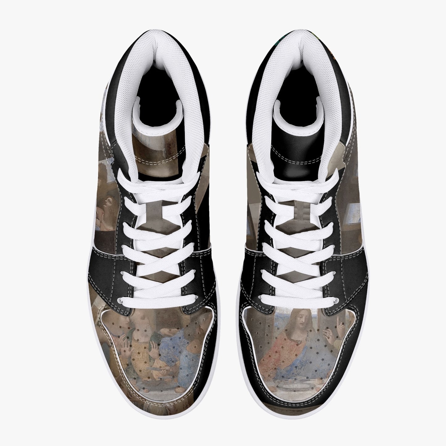 209. Custom Designed The Last Supper High-Top Leather Sneakers - White / Black