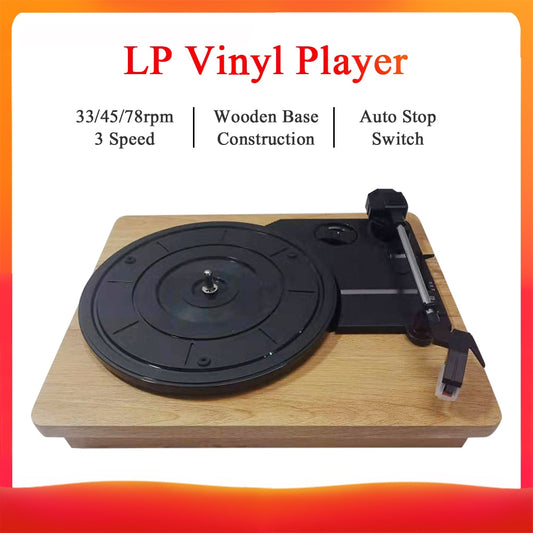 DC 5V Retro Player Stereo 33 45 78 RPM LP Three Speed Vinyl Record-Turntable Player Gramophone RCA R/L 3.5mm