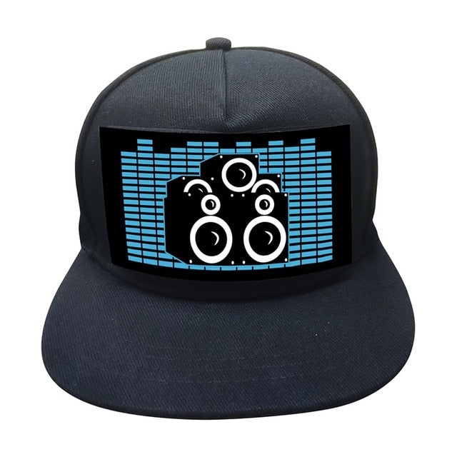 Light Up Sound Activated Baseball Cap DJ With Detachable Screen