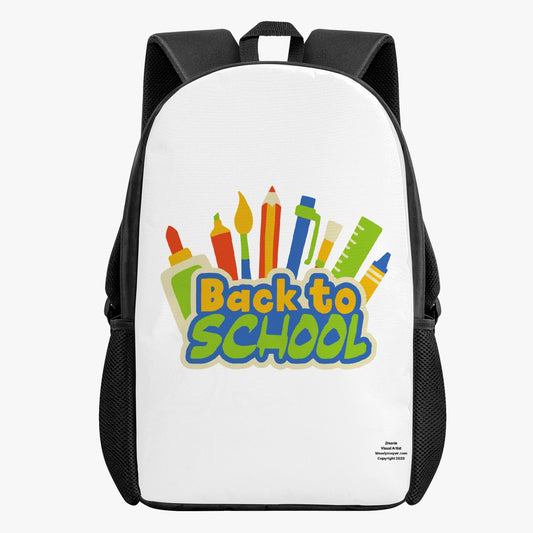 Back To School Kid's School Backpack (White and Black)