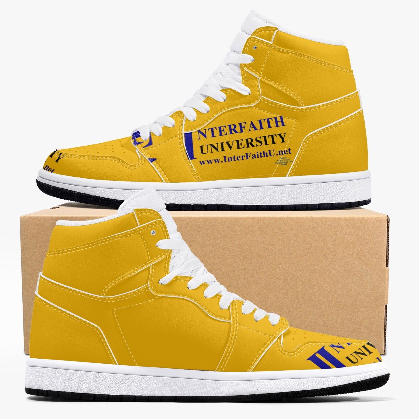 352. Interfaith University New Black High-Top Leather Sneakers