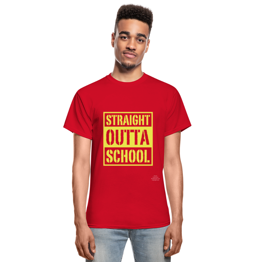 Straight Outta School Adult T-Shirt - red