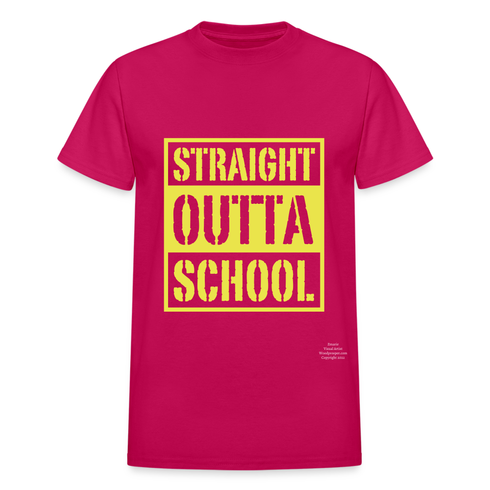 Straight Outta School Adult T-Shirt - fuchsia