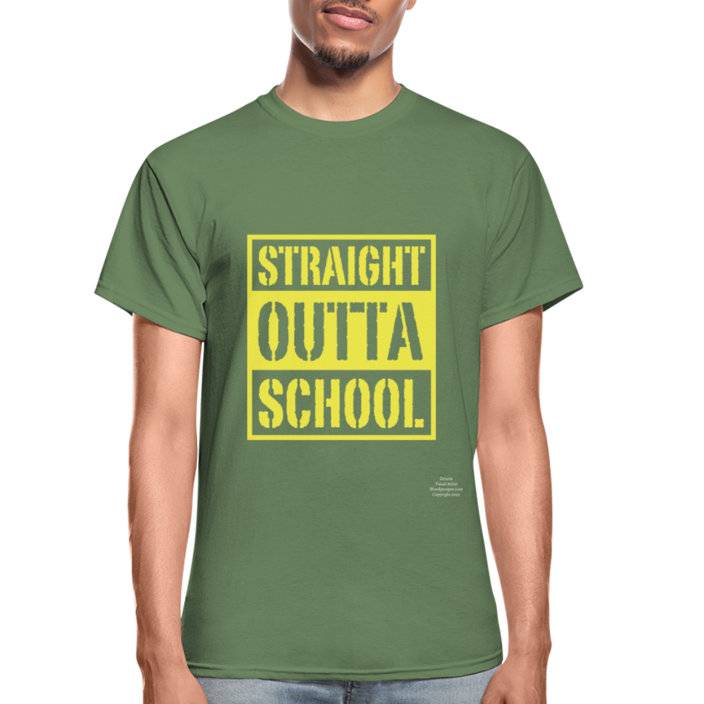 Straight Outta School Adult T-Shirt - military green