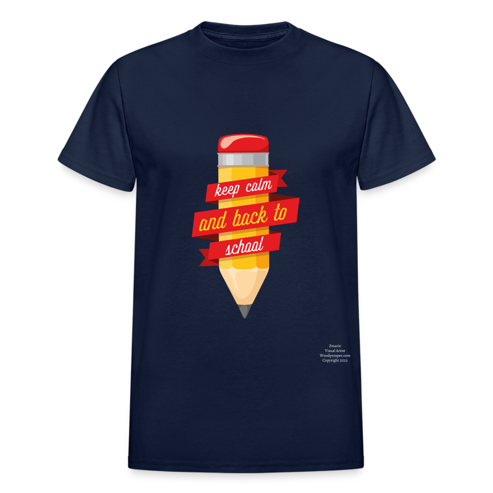 Keep Calm & Back To School Adult T-Shirt - navy