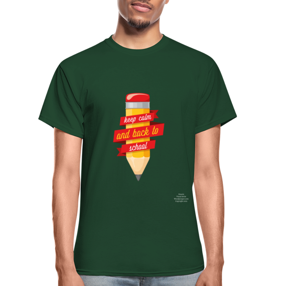 Keep Calm & Back To School Adult T-Shirt - forest green