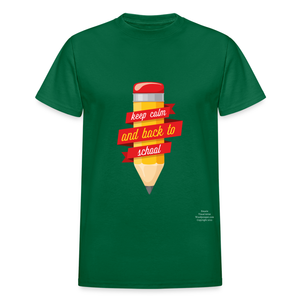 Keep Calm & Back To School Adult T-Shirt - bottlegreen