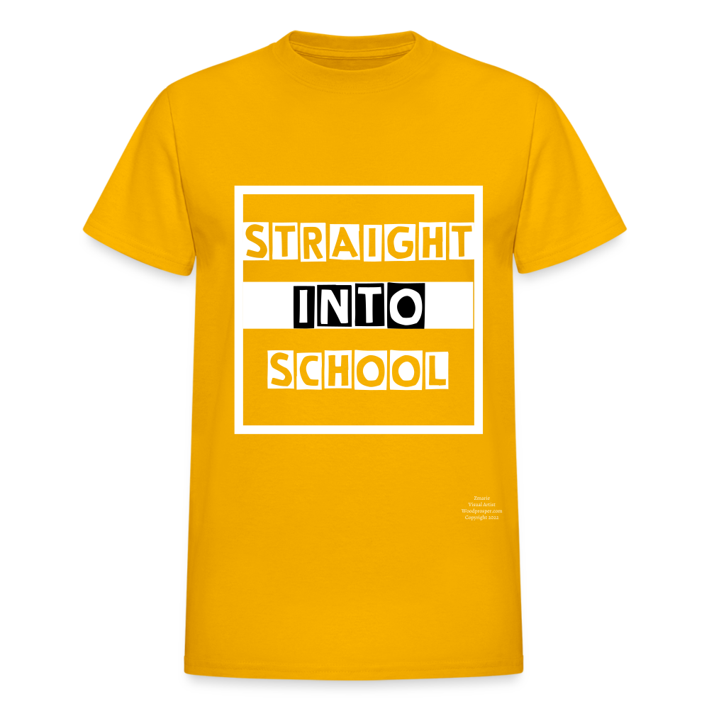 Straight Into School Adult T-Shirt - gold