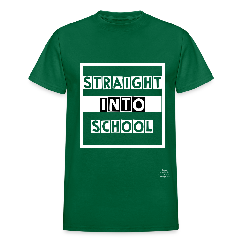 Straight Into School Adult T-Shirt - bottlegreen