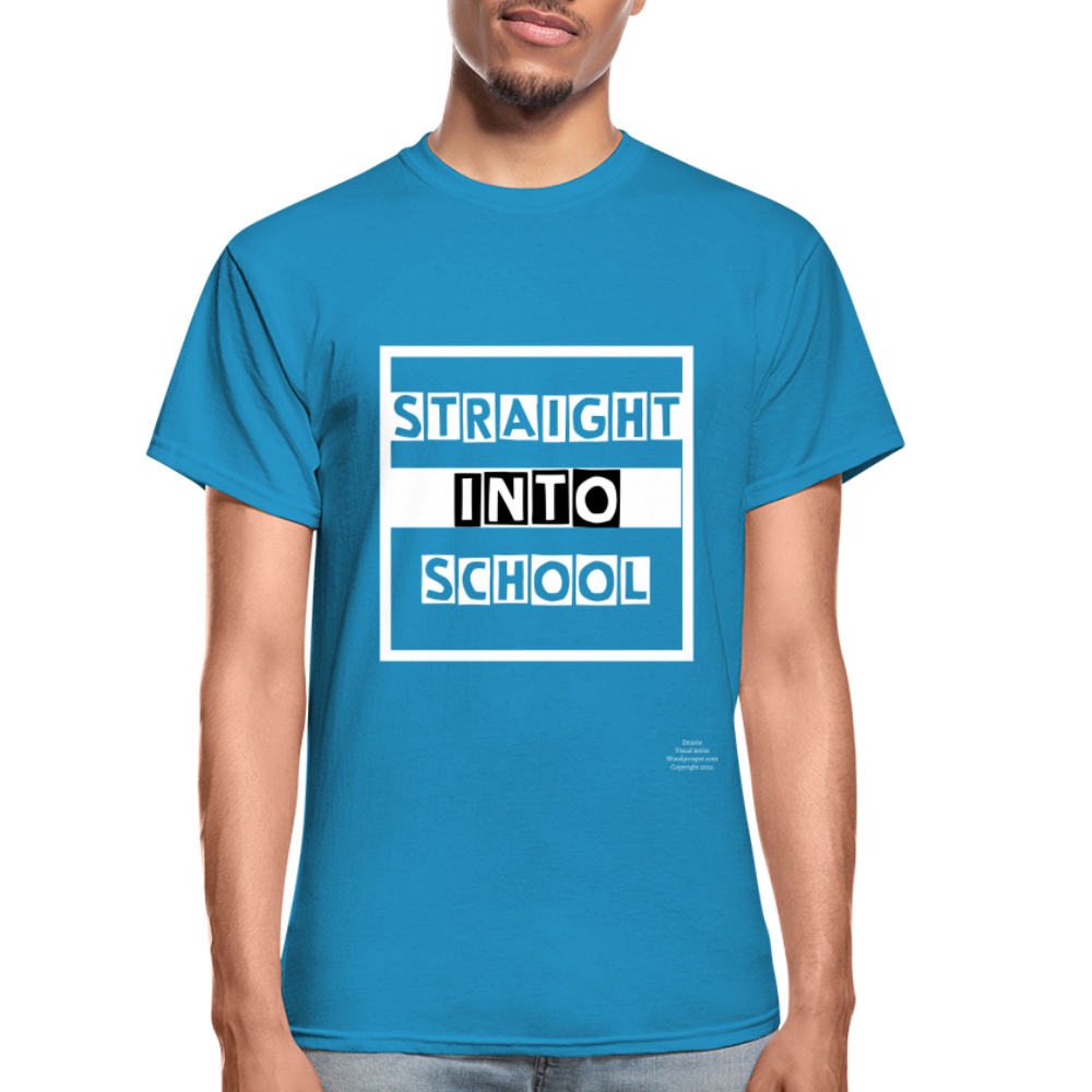 Straight Into School Adult T-Shirt - turquoise