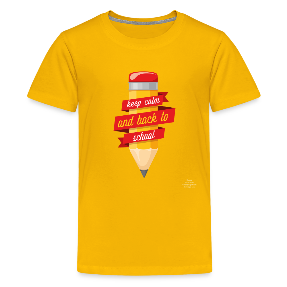 Kids' Keep Calm and Back To School Premium T-Shirt - sun yellow