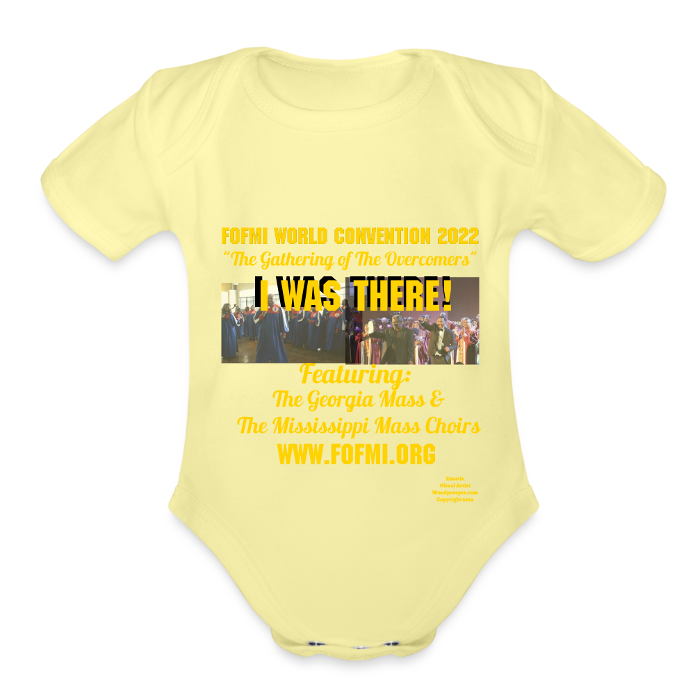 FOFMI World Convention 2022 Organic Short Sleeve Baby Bodysuit - washed yellow
