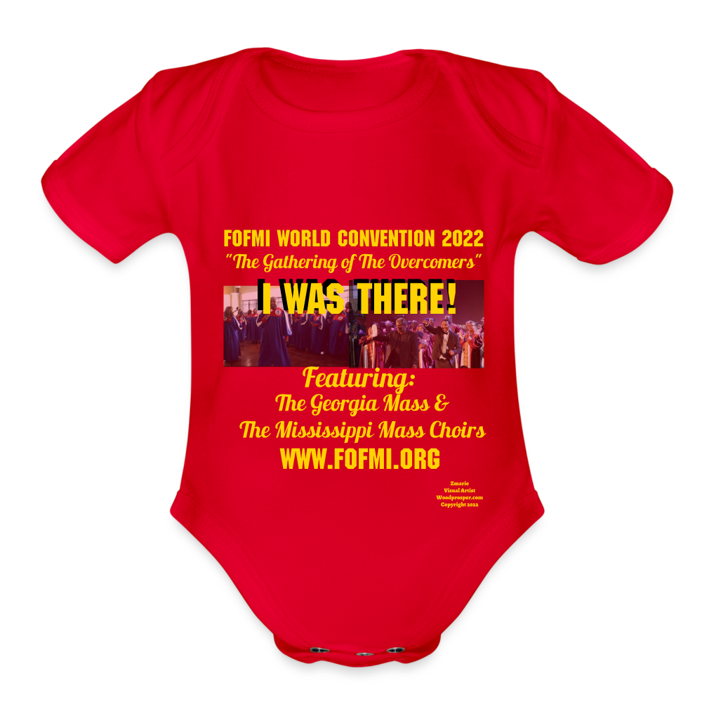 FOFMI World Convention 2022 Organic Short Sleeve Baby Bodysuit - red