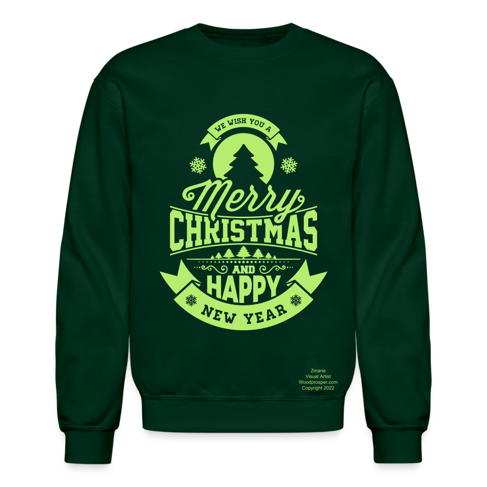 Merry Christmas Crewneck Sweatshirt - forest green