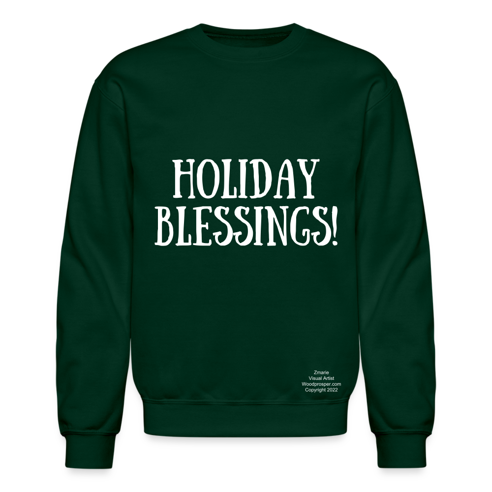 HOLIDAY BLESSINGS Crewneck Sweatshirt - forest green