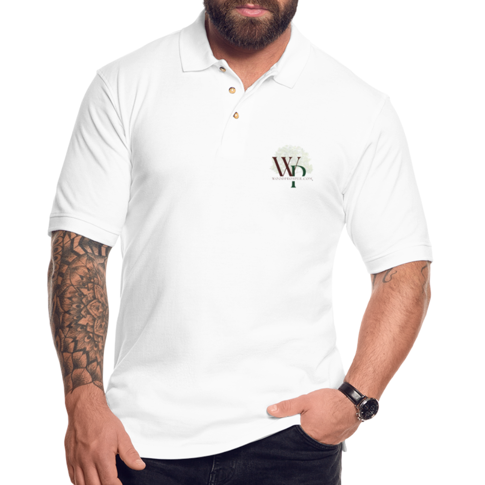 Wood Prosper Men's Pique Polo Shirt - white